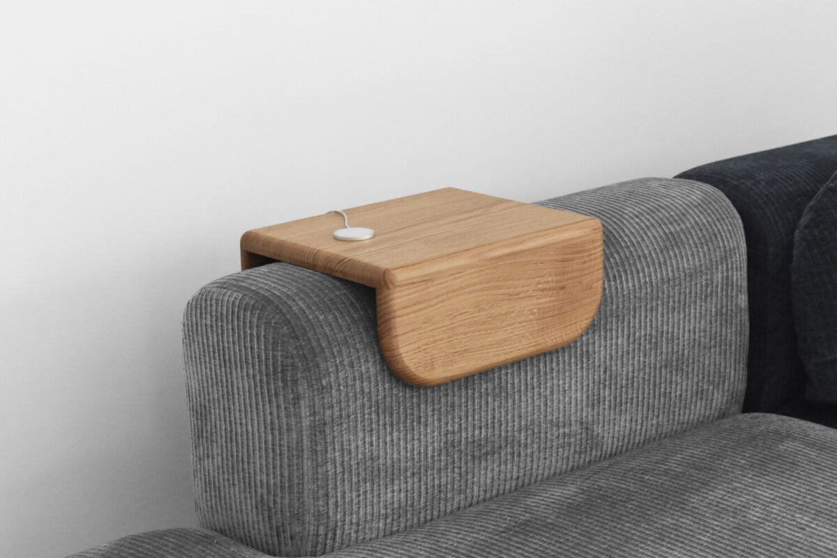 drewniana nakładka na sofę, stolik do sofy modułowej, akcesoria do sofy, dębowa taca